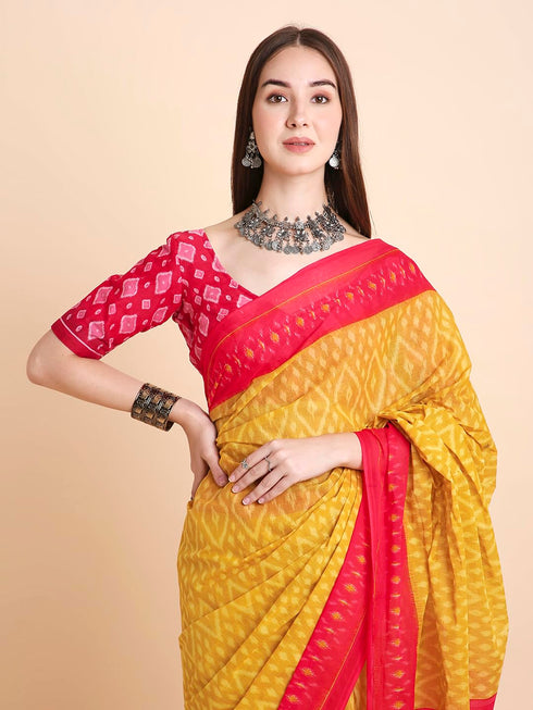 Vasthrlay Cotton Printed Mulmul Blue Saree