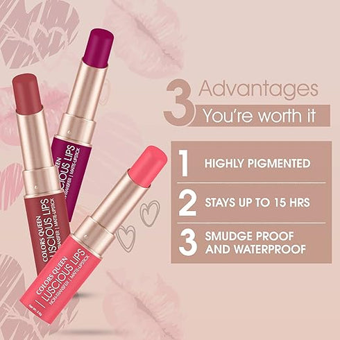 Colors Queen Luscious Lips Non-Transfer Lipstick – 25 Matte Shades