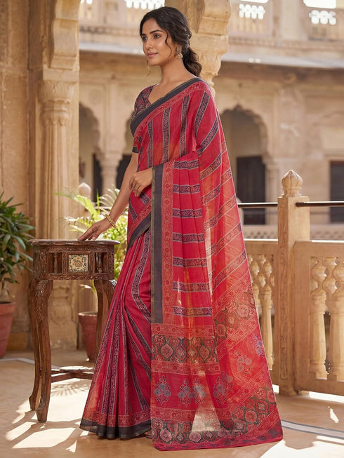 Vasthrlay Printed Lemon Yellow1 Yellow Saree