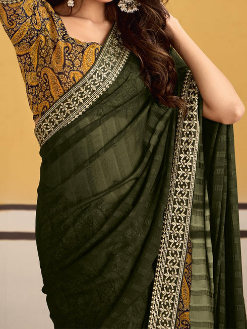 Vasthrlay Georgette Embroidered Unstitched Designer Ethnic Wear