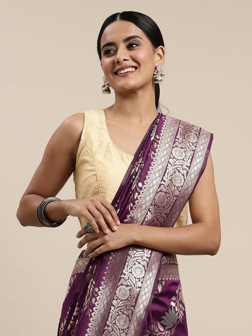 Vasthrlay Silver Banarasi Saree