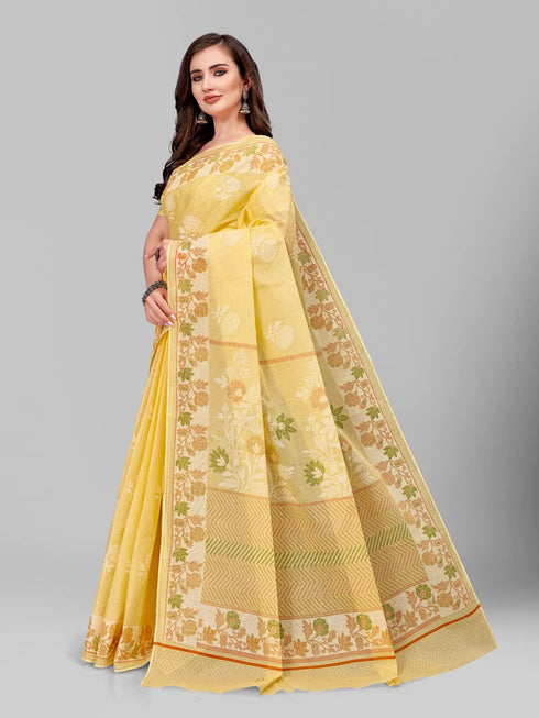 Vasthrlay Cotton Printed Mulmul Blue Saree