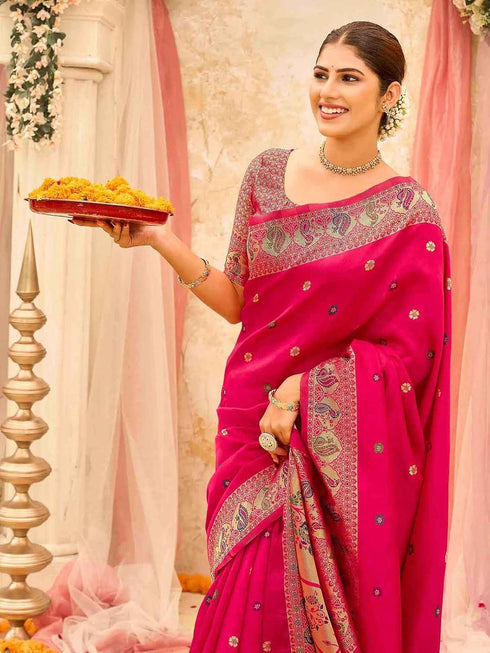 Vasthrlay Paithani Weaving Green Saree