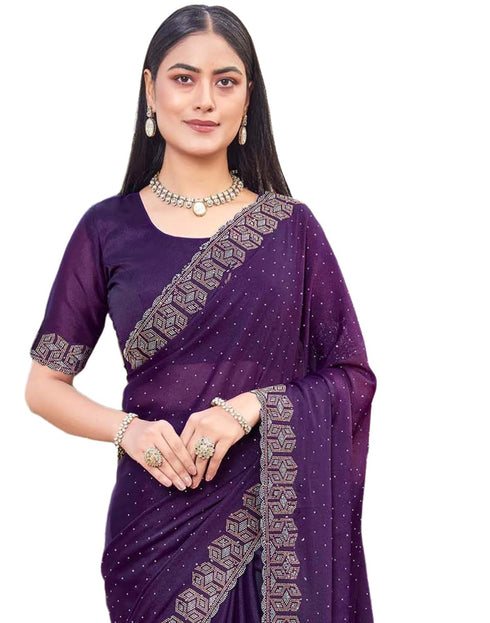 Vasthrlay Georgette Scalloped Unstitched Red Saree