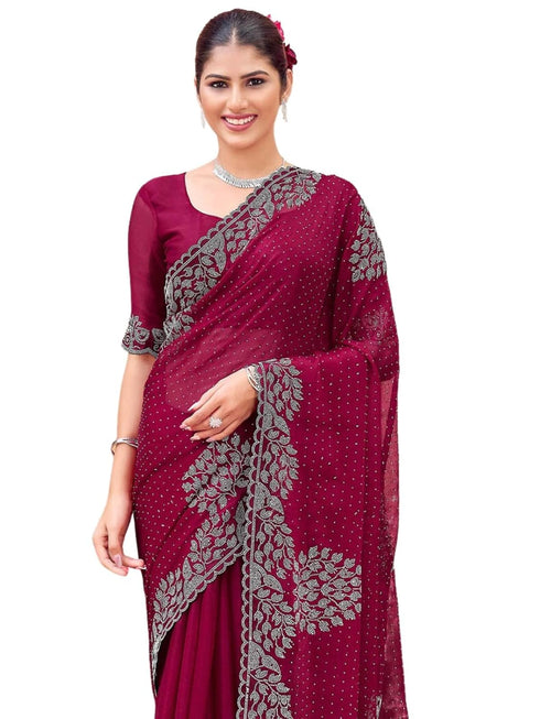 Vasthrlay Shimmer Georgette Yellow Saree