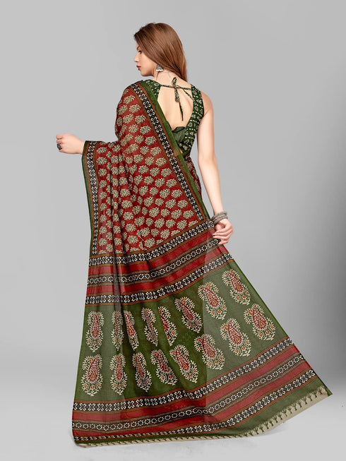 Vasthrlay Cotton Printed Mulmul Saree