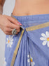 Vasthrlay Blue1 Womens Ready To Wear One Minute Linen Fabric Saree
