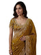 Vasthrlay Scalloped Embroidery Unstitched Dark Green Saree