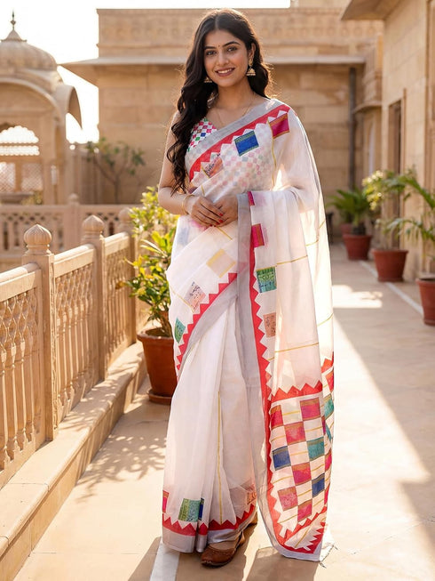 Vasthrlay Printed Peach1 Saree