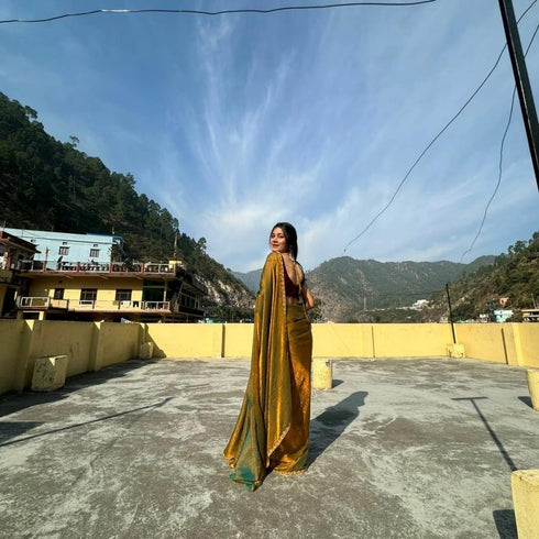 Vasthrlay Boarder Unstitched Chhaavag Mustard Free Ethnic Wear