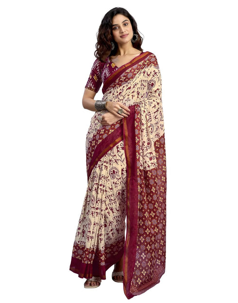 Vasthrlay Womens Printed Unstitched Light Green Saree