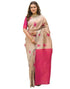 Vasthrlay Banarasi Cream Saree With Unstitched Blouse Piece