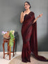 Vasthrlay Womens Georgette Unstitched Brown Saree