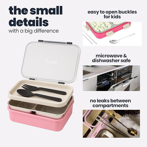 TuCo® Lunch Box 3 Compartment Leak-Proof BPA Free Food Container Large