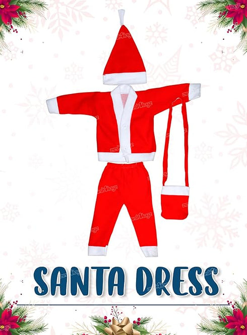 Zest 4 Toyz Santa Claus Dress for Kids Christmas Costume Dress with Jacket Pant Cap and Pouch Santa Dress for Boys and Girls