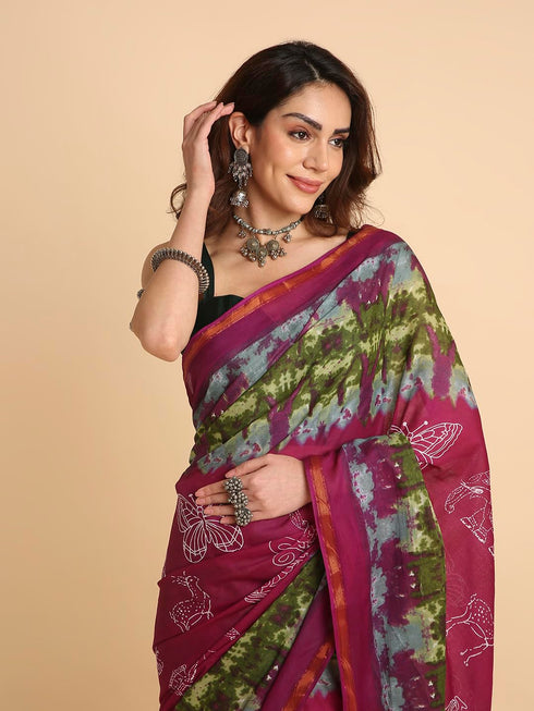 Vasthrlay Lightweight Breathable Traditional Printed Saree