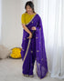 Vasthrlay Scalloped Embroidery Unstitched Dark Green Saree