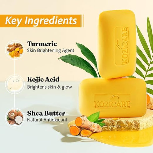 Kozicare Skin Whitening Soap with Turmeric/ Kojic Acid & Glutathione Soap 75g