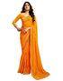 Vasthrlay Georgette Bandhani Yellow And Orange Saree With Unstitched Blouse Piece