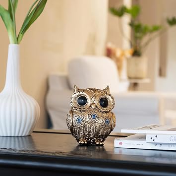 Decorative Owl Figurine Modern Resin Art Showpiece with Dotted Pattern for Home