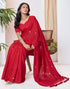 Vasthrlay Womens Sequence Unstitched Red Saree