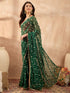 Vasthrlay Vasthrlaywomensgreengeorgettebandhaniprintembroideredlaceworksareewithunstitchedblousepiece Sareeforwoman Designersareeforwomen Tr Ethnic Wear