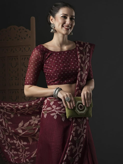 Vasthrlay Botanical Printed Unstitched Black Hs Ethnic Wear