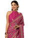 Vasthrlay Georgette Bandhani Rani Pink Saree With Unstitched Blouse Piece