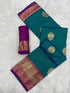Vasthrlay Kanjivaram Floral Design Contrast Seagreen