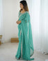 Vasthrlay Georgette Leheriya Blue Saree With Unstitched Blouse Piece