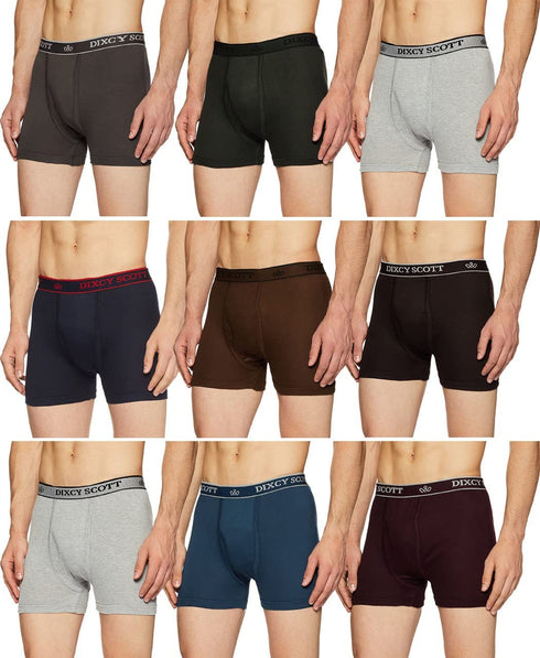 Dixcy Scott Cotton Plain/Solid Assorted Men's Trunk/Underwear - Pack of 9 (#Cross-Trunk-85 CM) (Color & Prints May Vary)