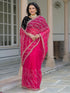 Vasthrlay Embroidery Scalloped Unstitched Navy Blue Saree