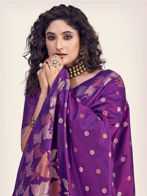 Vasthrlay Purple Kanjivaram Saree