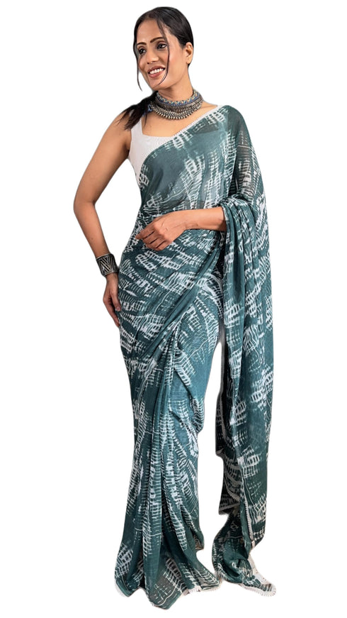 Vasthrlay Maroon Georgette Printed Unstitched Saree