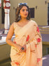 Vasthrlay Sequins Embroidery Orange Saree