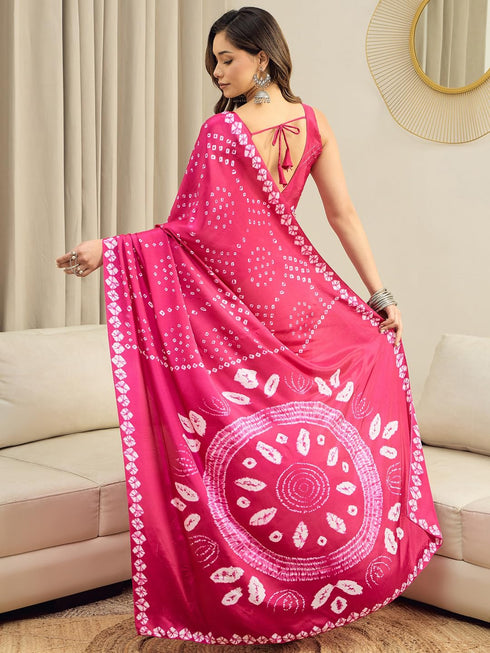 Vasthrlay Bandhani Printed Chiffon Unstitched Ethnic Wear