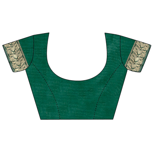 Vasthrlay Green Kanjivaram Unstitched Saree