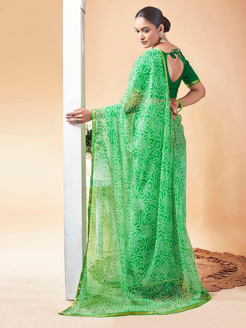 Vasthrlay Chiffon Bandhani Unstitched Peach Saree