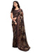 Vasthrlay Georgette Sequence Brown Saree With Unstitched Blouse Piece