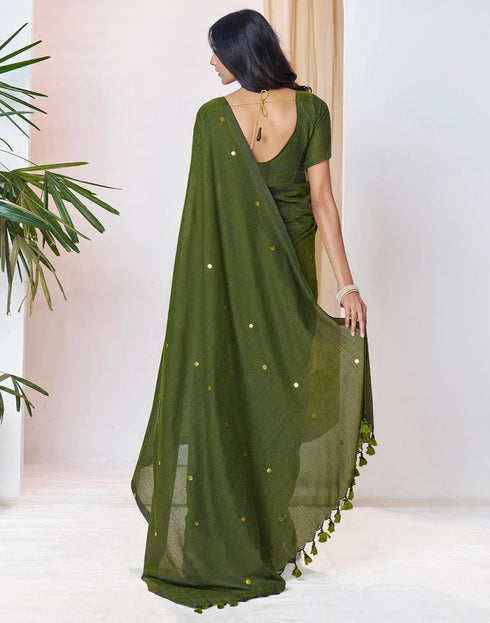 Vasthrlay Womens Sequence Unstitched Red Saree