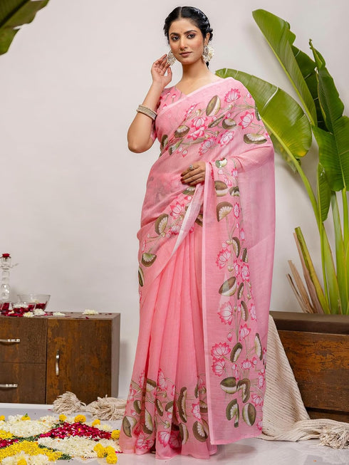 Vasthrlay Printed White1 White Saree