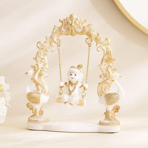 Karigaari India Lord Krishna on Swing Idol – Bal Gopal Jhula Murti