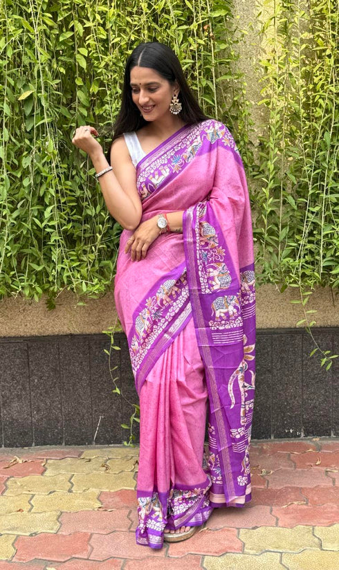 Vasthrlay Kalamkari Elephant Contrast