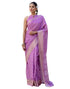 Vasthrlay Womens Striped Light Purple Saree With Unstitched Blouse Piece