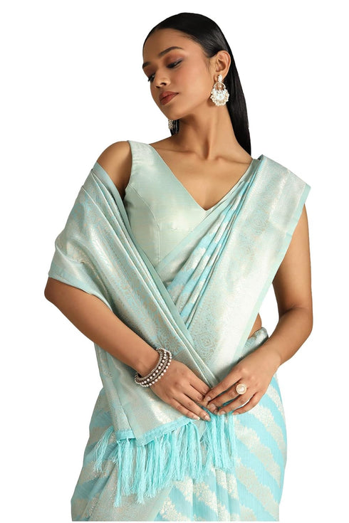 Vasthrlay Turquoise Tussar Design