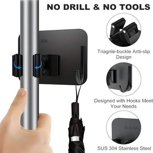 JIALTO Stainless Steel Broom Holder with Hook
