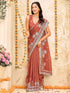 Vasthrlay Scalloped Embroidery Turquoise Saree