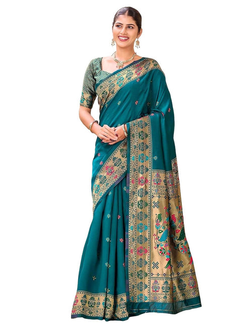 Vasthrlay Paithani Weaving Green Saree