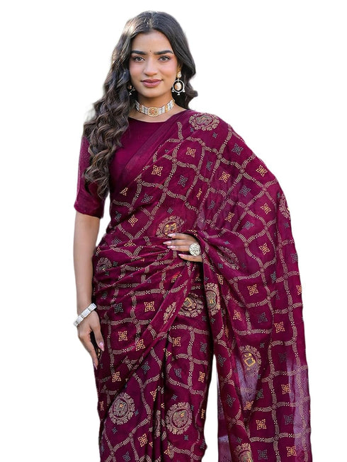 Vasthrlay Chiffon Printed Unstitched Teal Saree