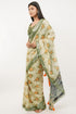 Vasthrlay Green Paisley Printed Linen Saree With Unstitched Blouse Piece
